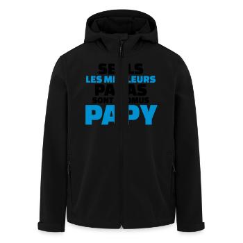 seuls les meilleurs papas sont promus papy - Veste softshell homme en polyester recyclé Stanley/Stella - noir - Devant - AI Model Male 185 light (185cm)