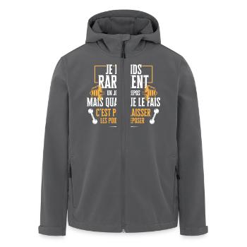 "Jour de repos - muscu" t-shirt humour musculation - Veste softshell homme en polyester recyclé Stanley/Stella - charbon - Devant - AI Model Male 185 light (185cm)