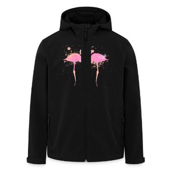 Flamingo Heart - Men’s Recycled Softshell Jacket by Stanley/Stella - black - Front - AI Model Male 185 light (185cm)
