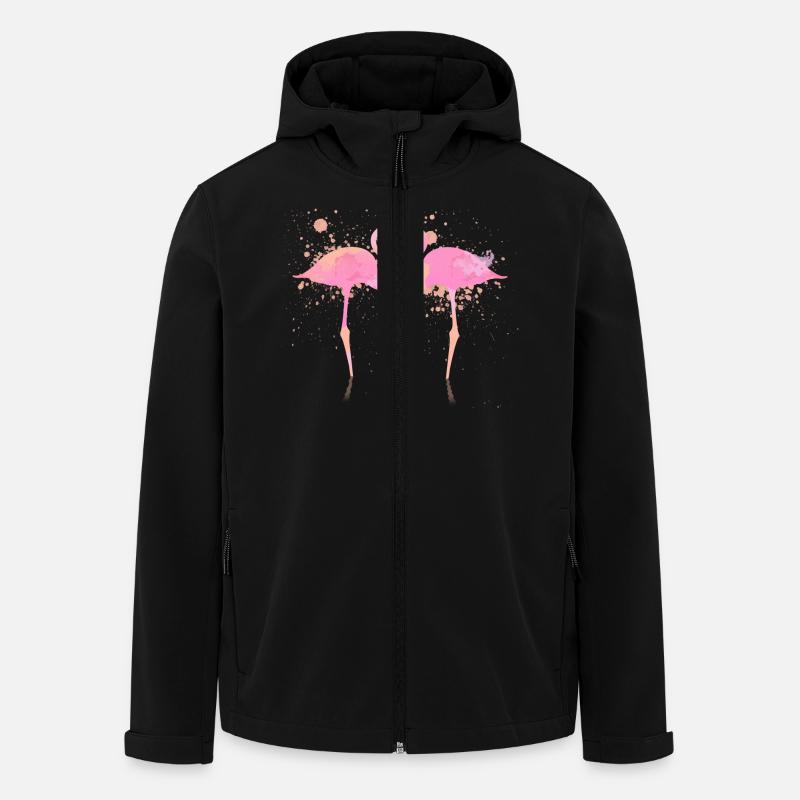 Flamingos Herz - Recycelte Männer Softshell-Jacke von Stanley/Stella - Schwarz
