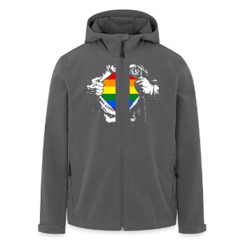 Gay Pride - Supergay - Recycelte Männer Softshell-Jacke von Stanley/Stella - Schwarz - Vorne - AI Model Male 185 light (185cm)