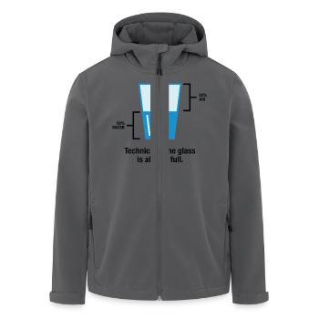 Streng genommen ist das Glass immer voll. - Recycelte Männer Softshell-Jacke von Stanley/Stella - Schwarz - Vorne - AI Model Male 185 light (185cm)