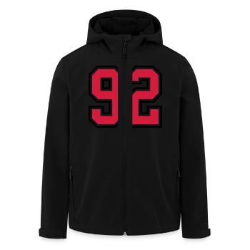 92 sports jersey football number - Men’s Recycled Softshell Jacket by Stanley/Stella - black - Front - AI Model Male 185 light (185cm)