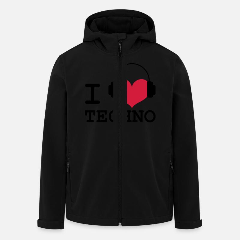 I Love Techno ! - Veste softshell homme en polyester recyclé Stanley/Stella - noir