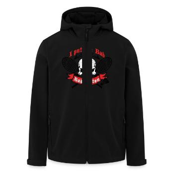 I put the bad in Badminton - Men’s Recycled Softshell Jacket by Stanley/Stella - black - Front - AI Model Male 185 light (185cm)
