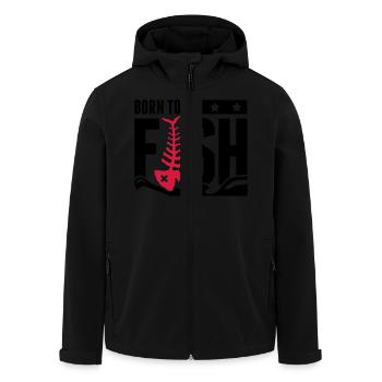 born_to_fish_fe2 - Men’s Recycled Softshell Jacket by Stanley/Stella - black - Front - AI Model Male 185 light (185cm)