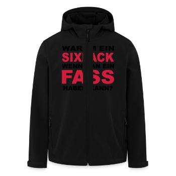 Warum ein Sixpack, wenn man ein Fass haben kann? - Recycelte Männer Softshell-Jacke von Stanley/Stella - Schwarz - Vorne - AI Model Male 185 light (185cm)