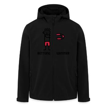 Strichmännchen Rettungsschwimmer - V2 - Recycelte Männer Softshell-Jacke von Stanley/Stella - Schwarz - Vorne - AI Model Male 185 light (185cm)