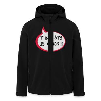 inquiete je gere citation humour bulle d - Veste softshell homme en polyester recyclé Stanley/Stella - noir - Devant - AI Model Male 185 light (185cm)
