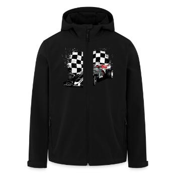 Racecar - Racing car - Racing flag - Recycelte Männer Softshell-Jacke von Stanley/Stella - Schwarz - Vorne - AI Model Male 185 light (185cm)