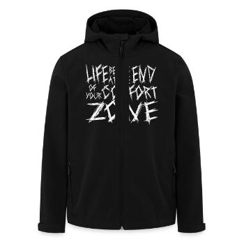 life begins at the end of your comfort zone - Recycelte Männer Softshell-Jacke von Stanley/Stella - Schwarz - Vorne - AI Model Male 185 light (185cm)