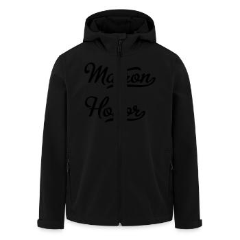 Matron of Honor - Bride - Men’s Recycled Softshell Jacket by Stanley/Stella - black - Front - AI Model Male 185 light (185cm)