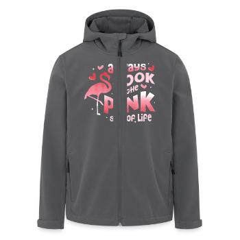 Always Look On The Pink Side Of Life Pink Bird Fla - Men’s Recycled Softshell Jacket by Stanley/Stella - anthracite - Front - AI Model Male 185 light (185cm)