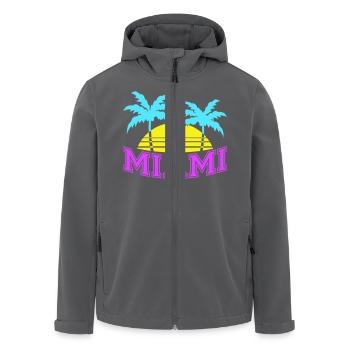 Miami USA Palmen Strand Sonne Amerika Florida Logo - Recycelte Männer Softshell-Jacke von Stanley/Stella - Schwarz - Vorne - AI Model Male 185 light (185cm)