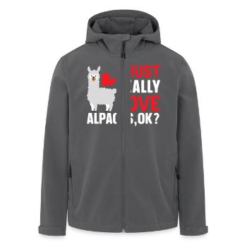 Alpaca Saying Alpacas - Men’s Recycled Softshell Jacket by Stanley/Stella - black - Front - AI Model Male 185 light (185cm)