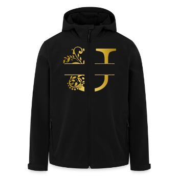 Personalized floral gold u letter - gift idea - Men’s Recycled Softshell Jacket by Stanley/Stella - black - Front - AI Model Male 185 light (185cm)