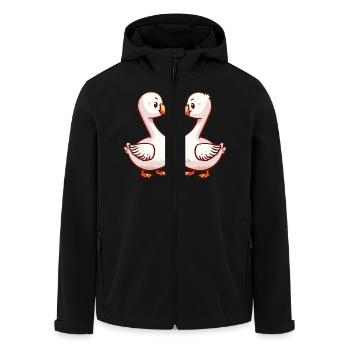 Gans Paar Liebe Valentinstag - Recycelte Männer Softshell-Jacke von Stanley/Stella - Schwarz - Vorne - AI Model Male 185 light (185cm)