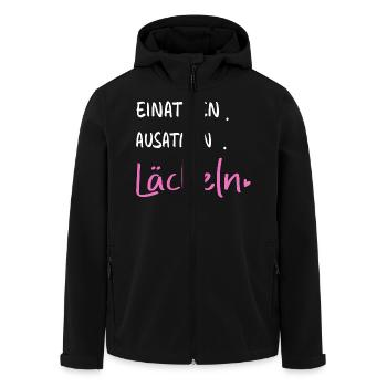 Einatmen. Ausatmen. Lächeln - Sprüche Statement - Recycelte Männer Softshell-Jacke von Stanley/Stella - Schwarz - Vorne - AI Model Male 185 light (185cm)