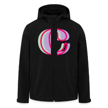 Letter c multicoloured - original gift idea - Men’s Recycled Softshell Jacket by Stanley/Stella - black - Front - AI Model Male 185 light (185cm)