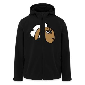 Sheep looks skeptical, critical, suspicious stares - Men’s Recycled Softshell Jacket by Stanley/Stella - black - Front - AI Model Male 185 light (185cm)