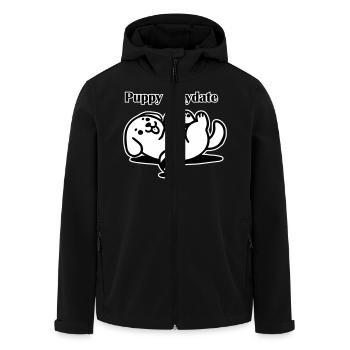 Chiot jouant avec la balle - Puppy Playdate Design - Veste softshell homme en polyester recyclé Stanley/Stella - noir - Devant - AI Model Male 185 light (185cm)
