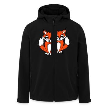 2 Foxes Friends Red Fox Two Wild Animals Team - Men’s Recycled Softshell Jacket by Stanley/Stella - black - Front - AI Model Male 185 light (185cm)