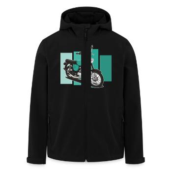 S51 (turquoise) // Illustration - Men’s Recycled Softshell Jacket by Stanley/Stella - black - Front - AI Model Male 185 light (185cm)