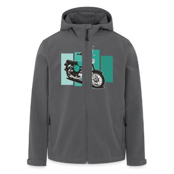 S51 (türkis) // Illustration - Recycelte Männer Softshell-Jacke von Stanley/Stella - Anthrazit - Vorne - AI Model Male 185 light (185cm)