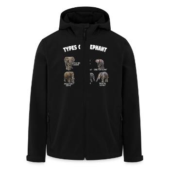 Types of Elephant Elephants of the World Vintage - Men’s Recycled Softshell Jacket by Stanley/Stella - black - Front - AI Model Male 185 light (185cm)