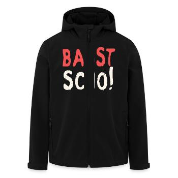 Basst scho rot baige text - Recycelte Männer Softshell-Jacke von Stanley/Stella - Schwarz - Vorne - AI Model Male 185 light (185cm)