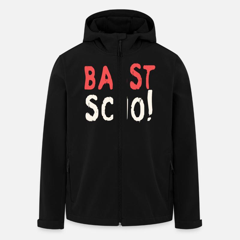 Basst scho rot texte baige - Veste softshell homme en polyester recyclé Stanley/Stella - noir