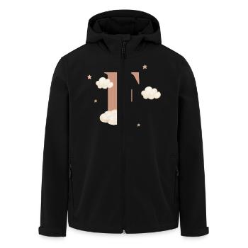 Buchstabe f bewölkt Sterne - Recycelte Männer Softshell-Jacke von Stanley/Stella - Schwarz - Vorne - AI Model Male 185 light (185cm)