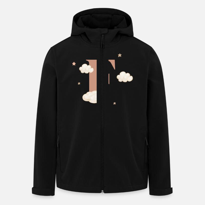 Lettre f nuages étoiles - Veste softshell homme en polyester recyclé Stanley/Stella - noir