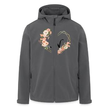 Letter n floral golden heart - Men’s Recycled Softshell Jacket by Stanley/Stella - black - Front - AI Model Male 185 light (185cm)