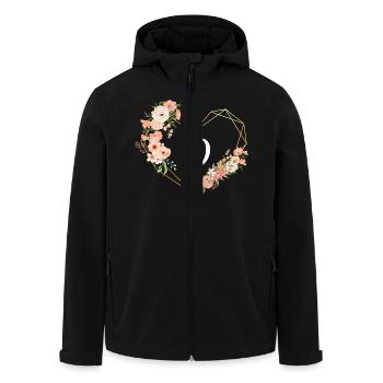 Lettre o cœur doré floral - Veste softshell homme en polyester recyclé Stanley/Stella - noir - Devant - AI Model Male 185 light (185cm)