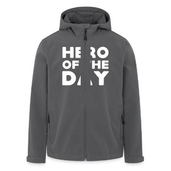 Hero of the Day - Held des Tages - Men’s Recycled Softshell Jacket by Stanley/Stella - black - Front - AI Model Male 185 light (185cm)