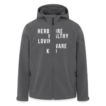 Vegan Meaning Healthy Loving - Men’s Recycled Softshell Jacket by Stanley/Stella - black - Front - AI Model Male 185 light (185cm)