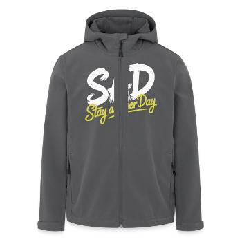 BLEIBEN SIE NOCH EINEN TAG - Recycelte Männer Softshell-Jacke von Stanley/Stella - Schwarz - Vorne - AI Model Male 185 light (185cm)