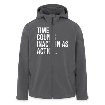 time counts inaction as action - Men’s Recycled Softshell Jacket by Stanley/Stella - black - Front - AI Model Male 185 light (185cm)