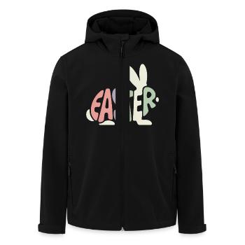Lapin de Pâques - Logo de Pâques - Veste softshell homme en polyester recyclé Stanley/Stella - noir - Devant - AI Model Male 185 light (185cm)