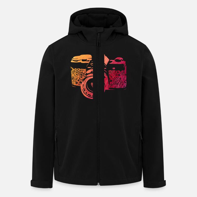 Kamera "Red Flower" - Recycelte Männer Softshell-Jacke von Stanley/Stella - Schwarz