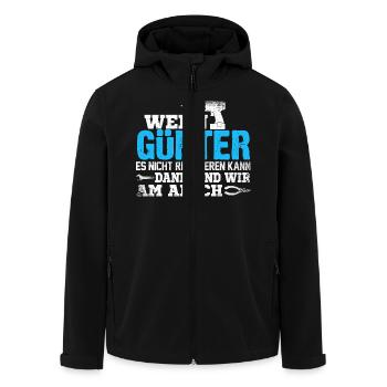 GÜNTER - kann es reparieren - Recycelte Männer Softshell-Jacke von Stanley/Stella - Schwarz - Vorne - AI Model Male 185 light (185cm)