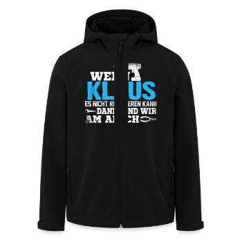 KLAUS - kann es reparieren - Recycelte Männer Softshell-Jacke von Stanley/Stella - Schwarz - Vorne - AI Model Male 185 light (185cm)