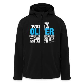 OLIVER - kann es reparieren - Recycelte Männer Softshell-Jacke von Stanley/Stella - Schwarz - Vorne - AI Model Male 185 light (185cm)