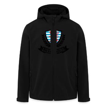 Luxembourg - Men’s Recycled Softshell Jacket by Stanley/Stella - black - Front - AI Model Male 185 light (185cm)