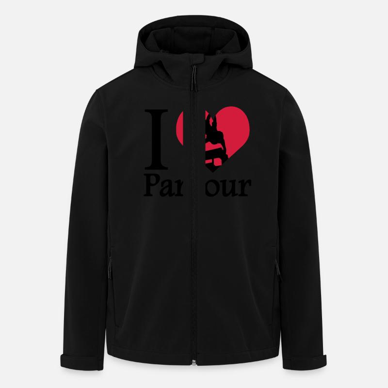 J'aime Parkour / traceur du coeur I - Veste softshell homme en polyester recyclé Stanley/Stella - noir