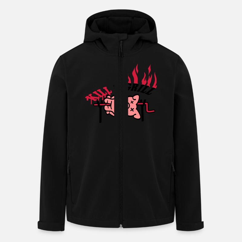 Kill And Grill Pig - Recycelte Männer Softshell-Jacke von Stanley/Stella - Schwarz