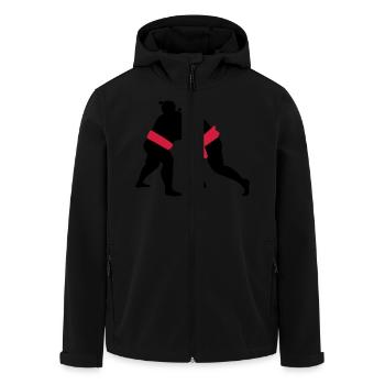 Sumo - Men’s Recycled Softshell Jacket by Stanley/Stella - black - Front - AI Model Male 185 light (185cm)