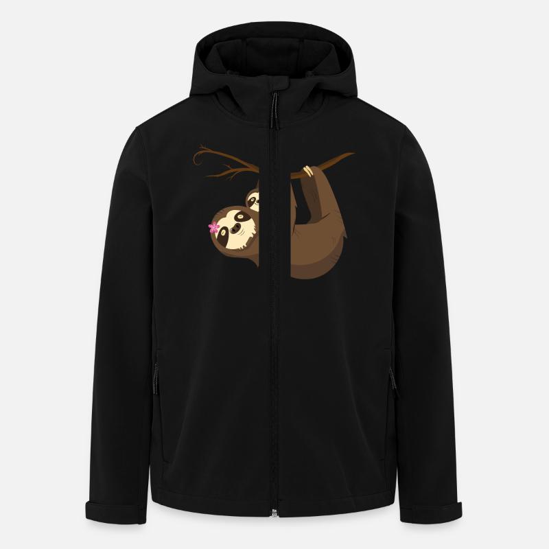 Mama Sloth With Baby - Men’s Recycled Softshell Jacket by Stanley/Stella - black