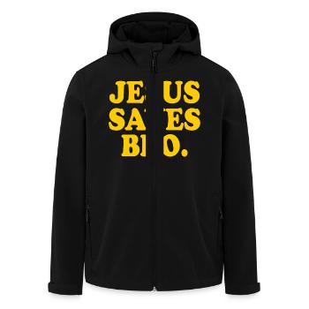 Jesus saves bro - Veste softshell homme en polyester recyclé Stanley/Stella - noir - Devant - AI Model Male 185 light (185cm)